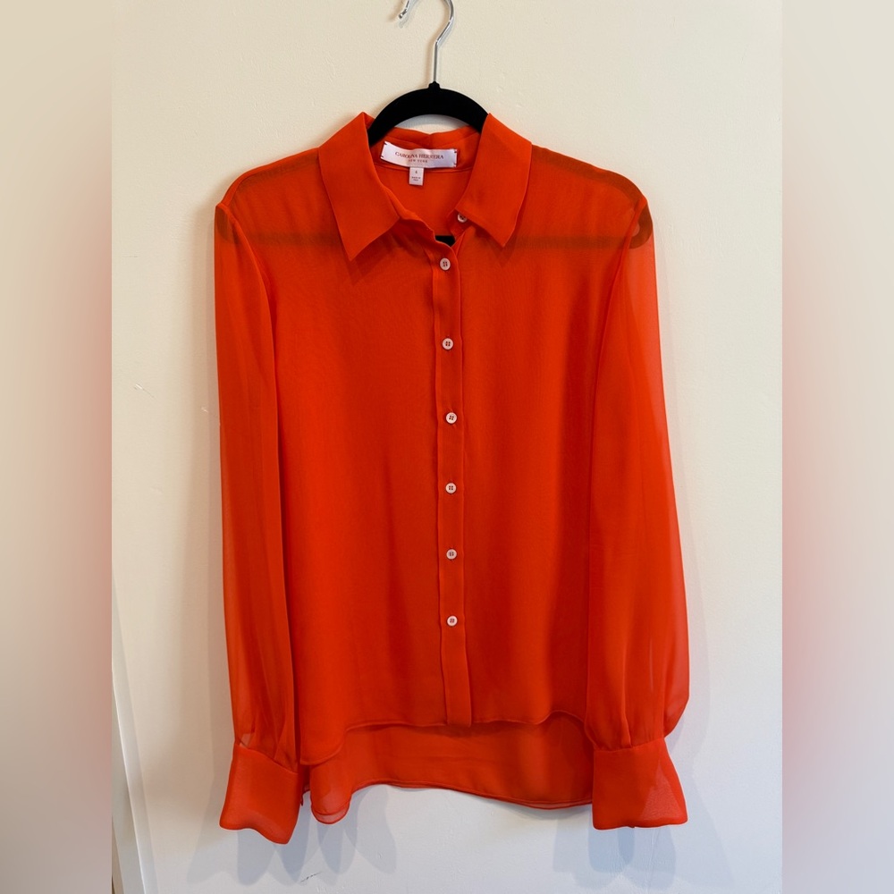 Caroline Herrera Silk Sheer Blouse, Size 6